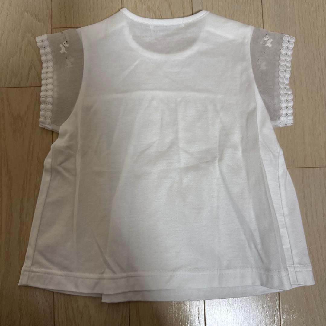 こ*ん様 【未使用】familiar Tシャツ 90 ホワイト レース付き