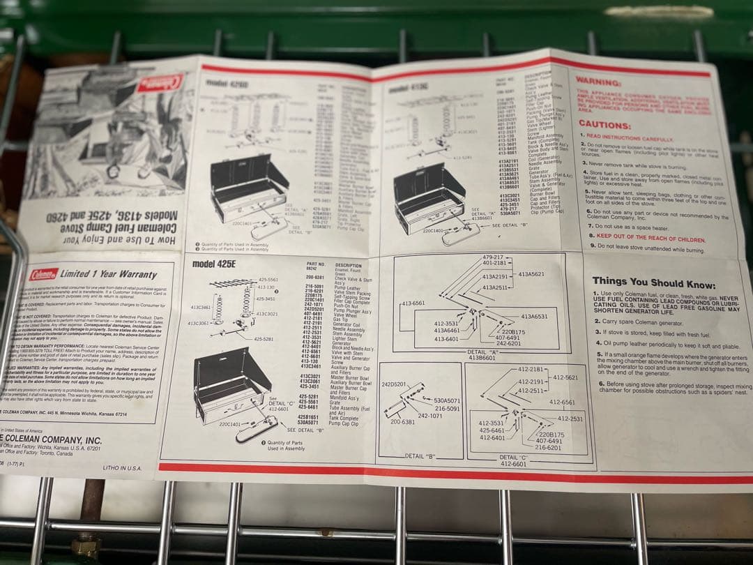未使用　79年製　取扱説明書付　コールマン　ツーバーナーコンロ
