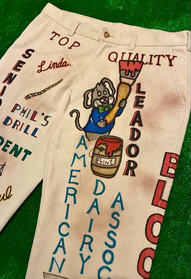 メモリアルパンツ スラックス ペイント リメイク アップサイクル ヴィンテージ