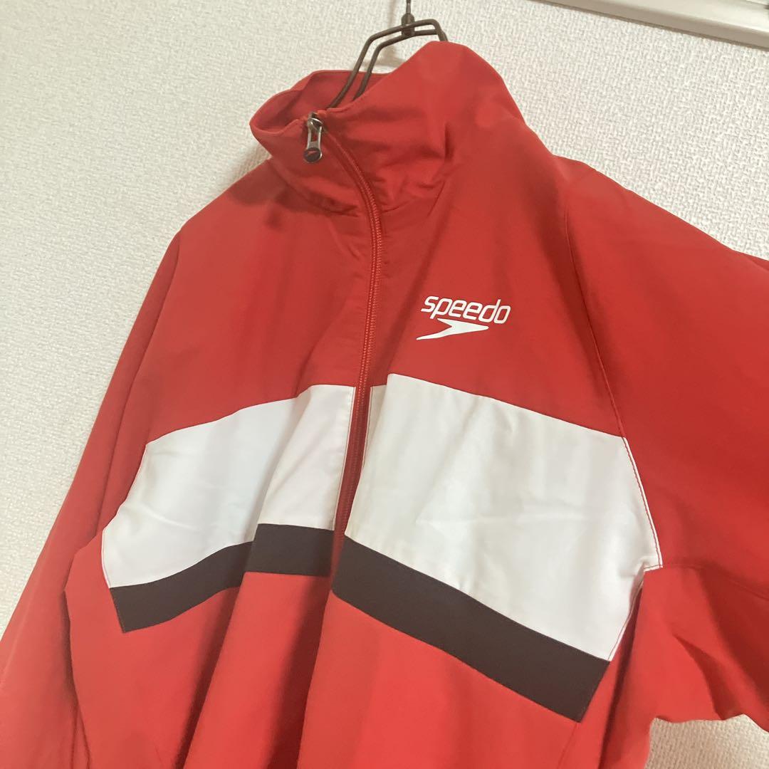 【3点セットアップ】状態良好　speedo スピード　ナイロン上下　赤　M