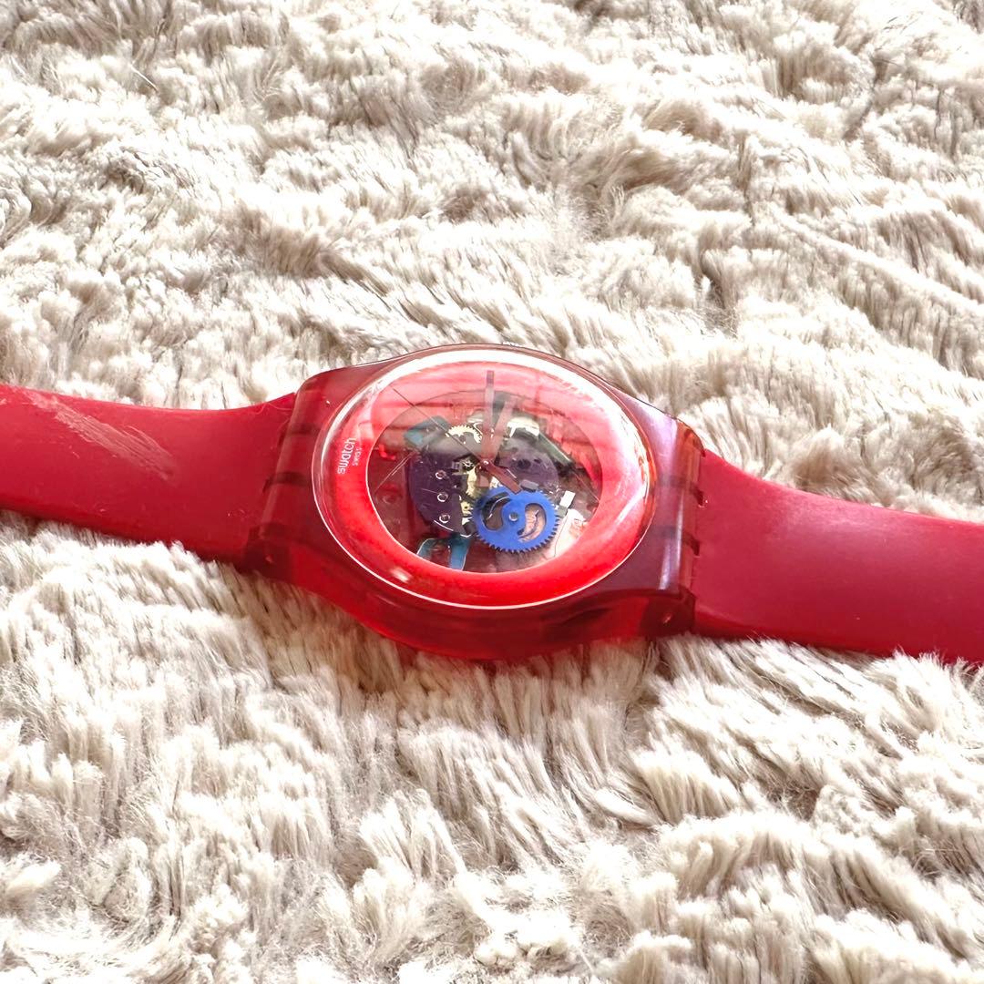 swatch 腕時計 2点セット　シリコン　スケルトン　クリア　赤　白