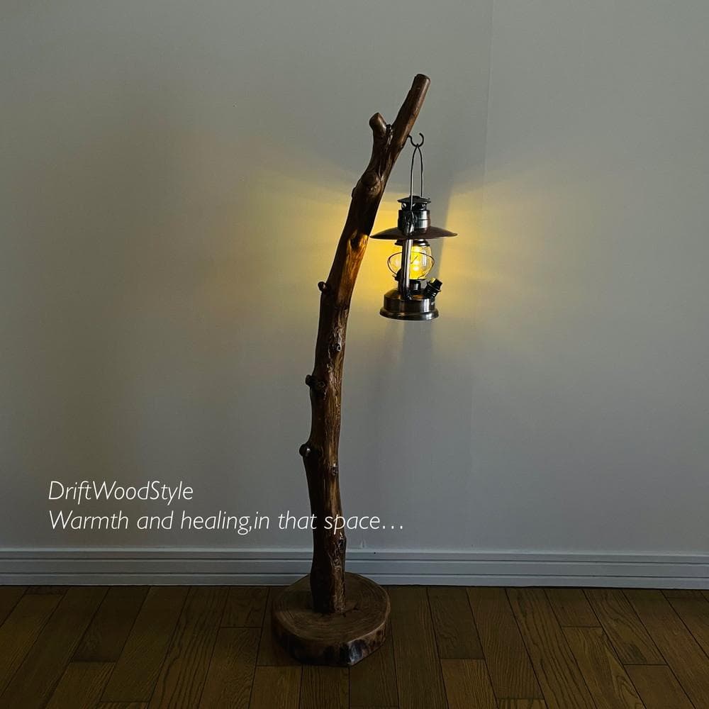 流木インテリア 天然流木のランプスタンド 置物 北欧 照明 ランタン N116