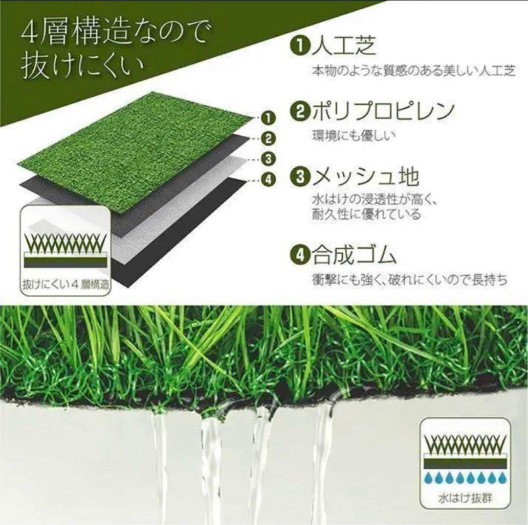 人工芝 ロール リアル 1m×10m 芝丈3本　密度2倍 高耐久固定ピン付