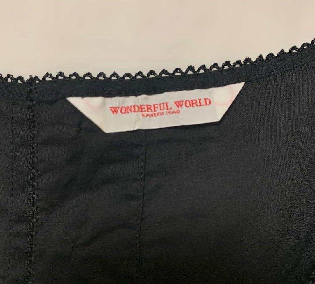 ワンダフルワールド　ロングワンピース　レース　刺繍　ギャザー