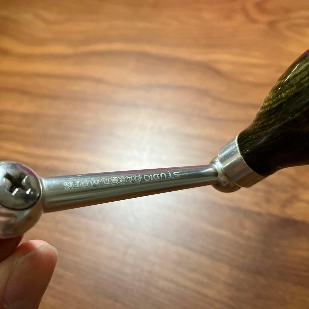 激レア　ダイワ用　供回り　スタジオオーシャンマーク　木目ノブ　ハンドル　スタンド