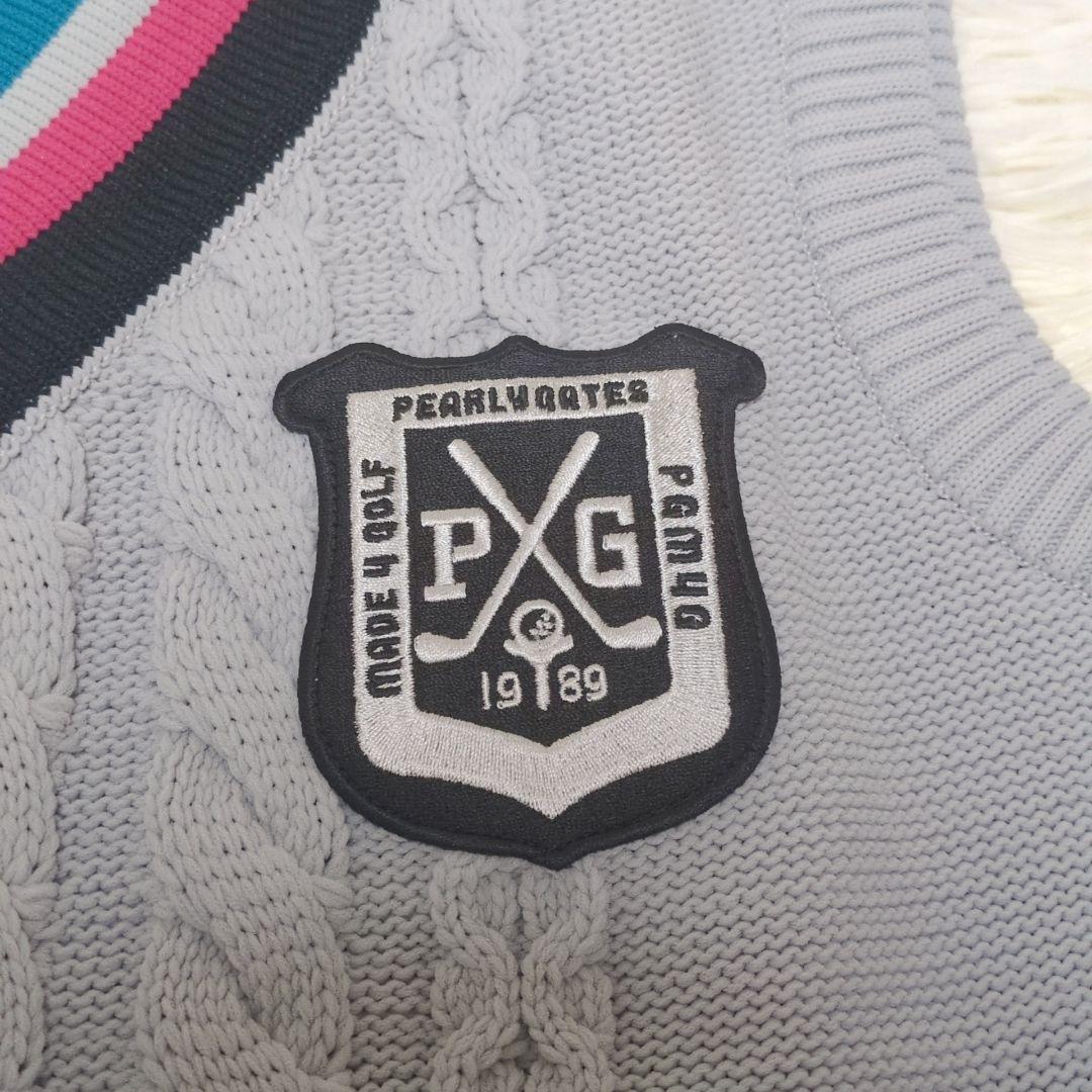 【美品】パーリーゲイツ Vネックニットベスト サイズ4 M相当 ゴルフウェア