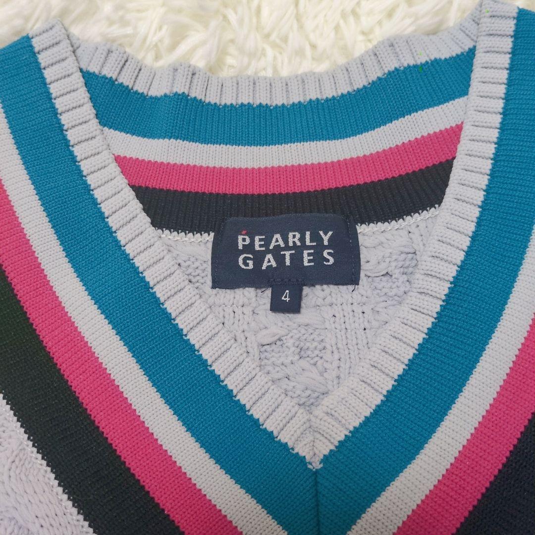 【美品】パーリーゲイツ Vネックニットベスト サイズ4 M相当 ゴルフウェア