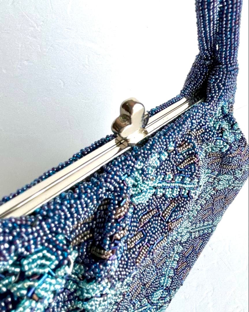 碧の煌めき ビーズ刺繍 ビーズバック 丁寧な手仕事 クラシカルスタイル 和装洋装