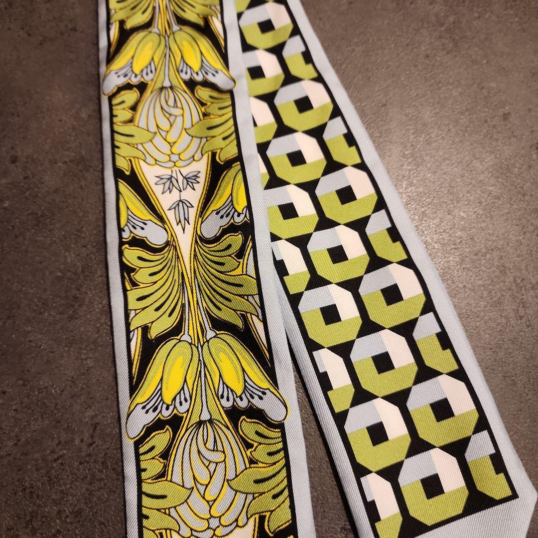 ▼PRADA　プリントツイル　シルク　スカーフ　リボン　箱ナシ