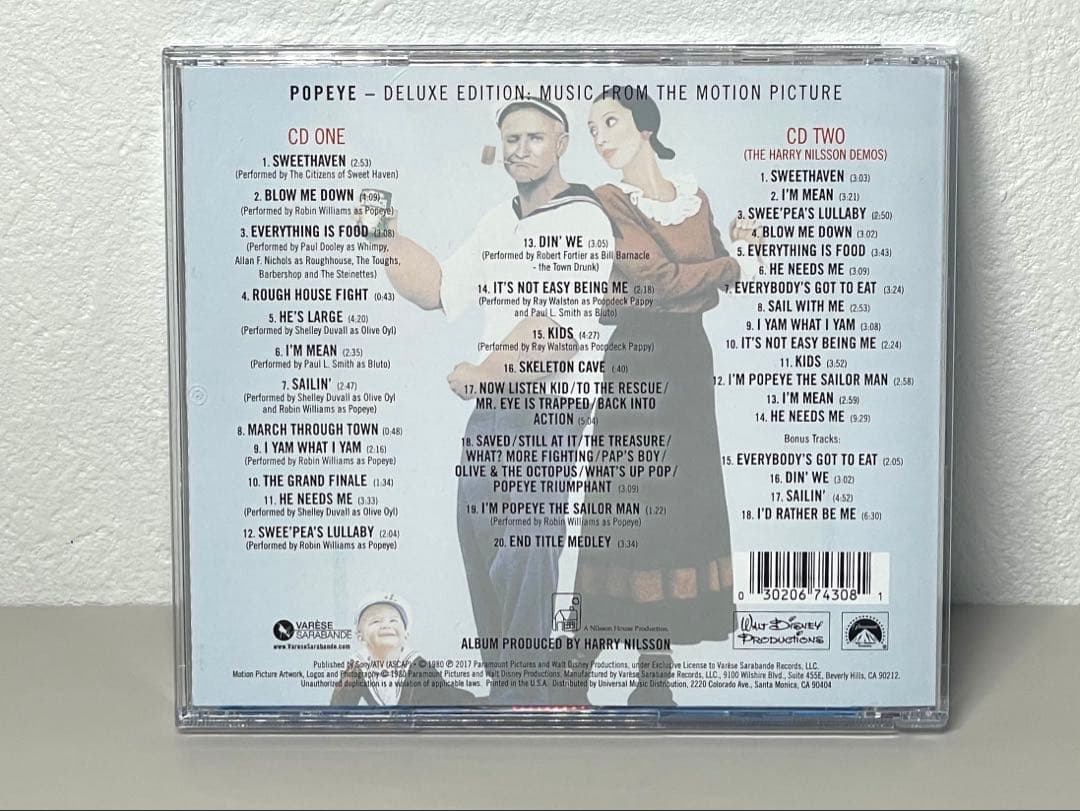 美品 CD ポパイ オリジナル・サウンドトラック ２枚組　国内盤