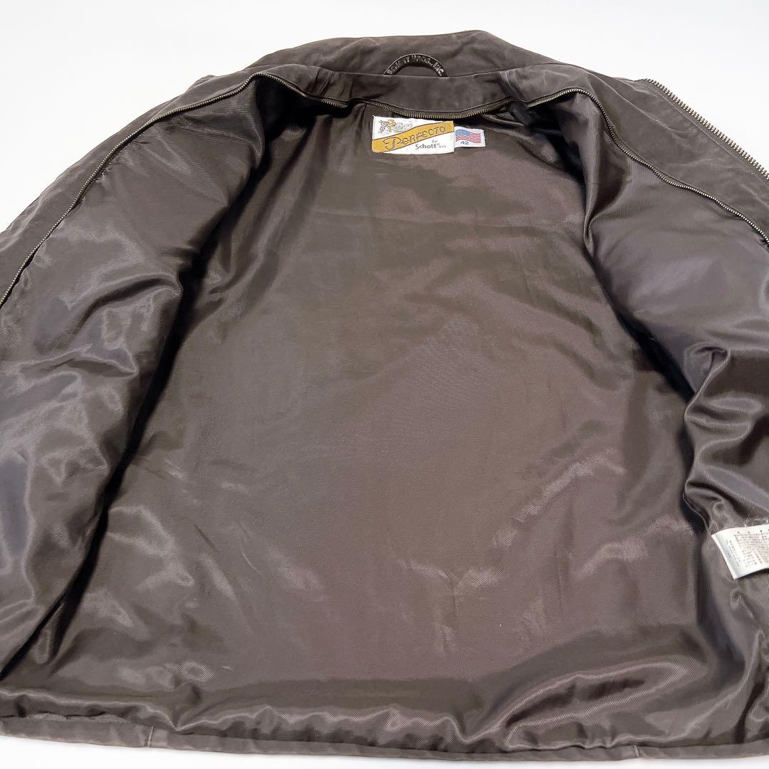 Schott シングルライダース ボアライナー コットン ブラウン系 42