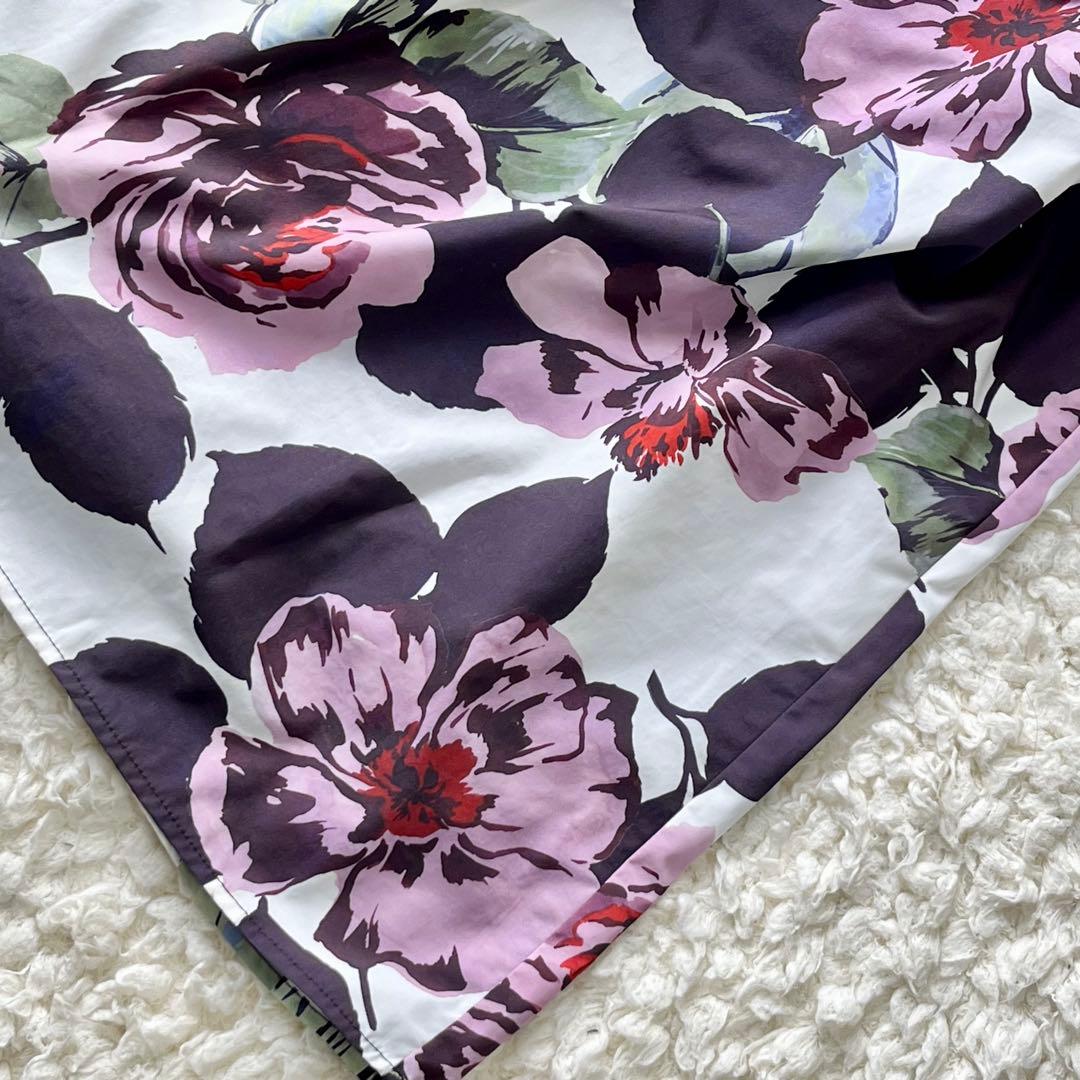 23AW グレースクラス　ボタニカルシャツドレス　総柄　リボンベルト　Aライン