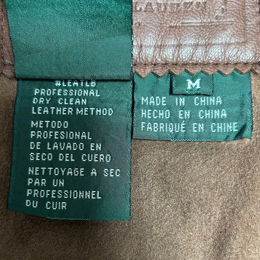 本革 ローレンラルフローレン レザーベスト コンチョ フリンジ 茶 M