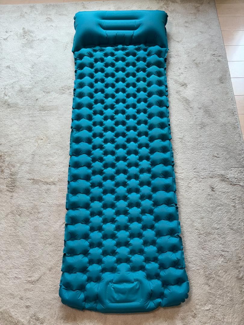 【軽量エアーマット３個セット】足踏み式 枕付き 連結可 キャンプ 災害備え