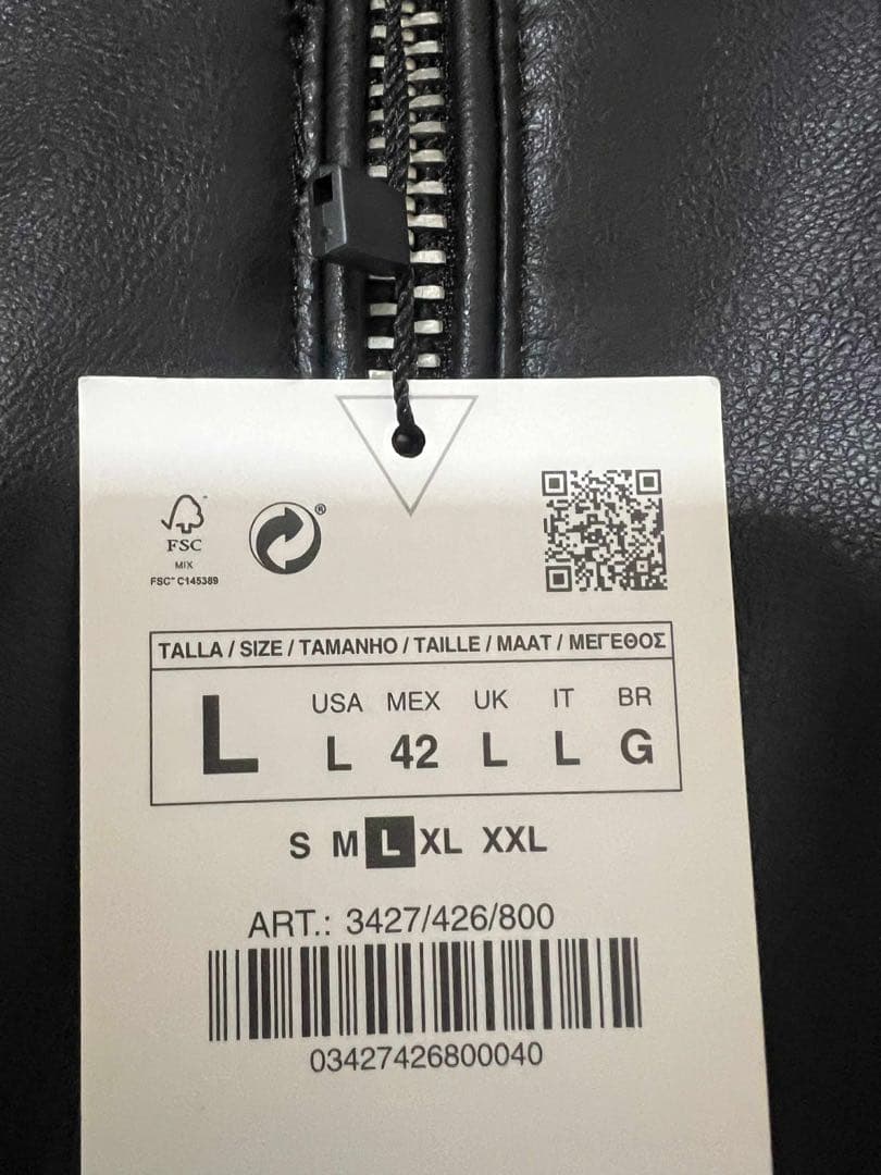 ザラ　ブラックライダースジャケット L