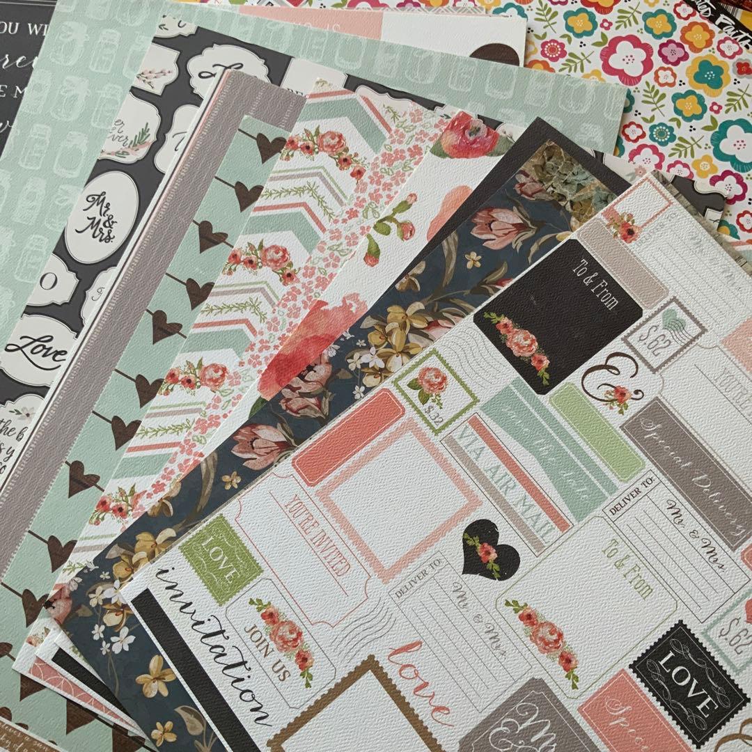 スクラップブッキングセット　パターンペーパー　海外ブランドのみ　110枚以上