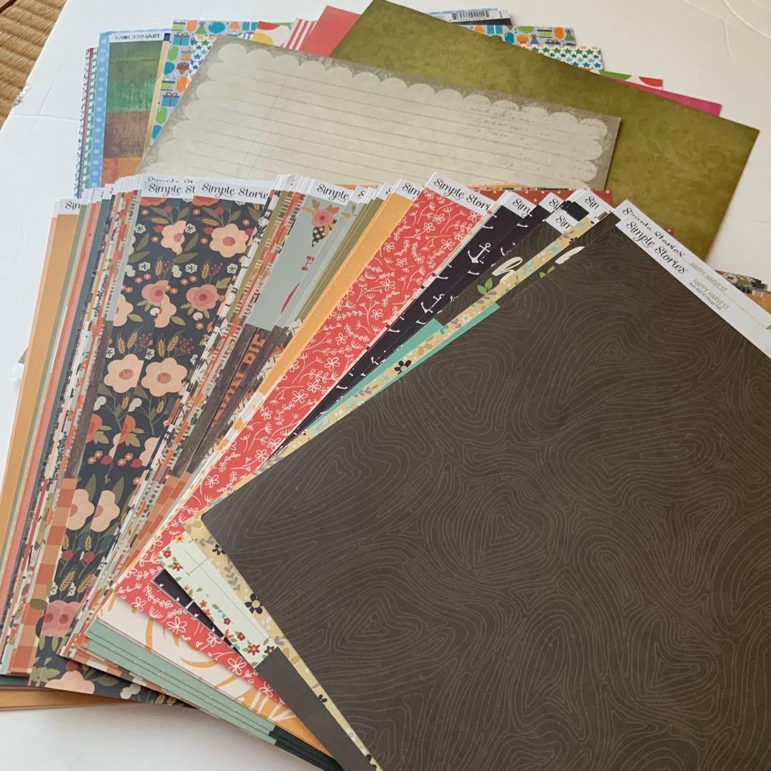 スクラップブッキングセット　パターンペーパー　海外ブランドのみ　110枚以上