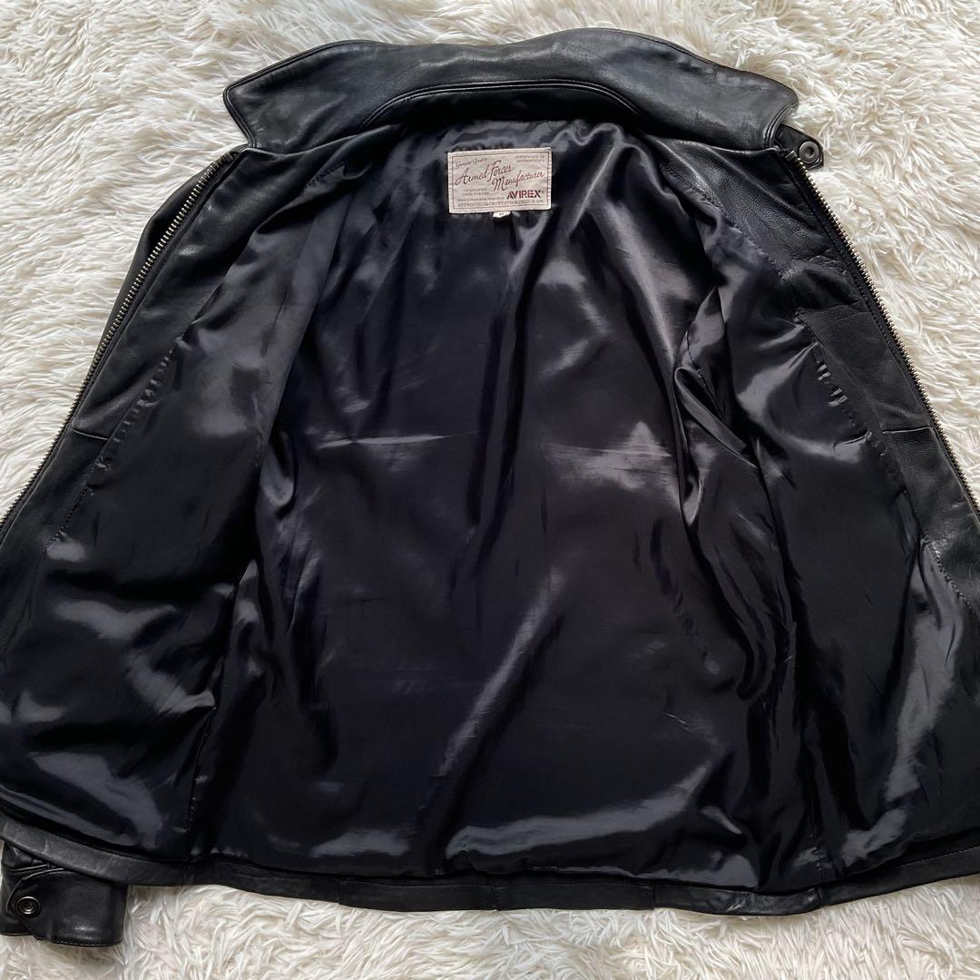 人気✨AVIREX レザージャケット　シングルライダース　本革　ブラック　M