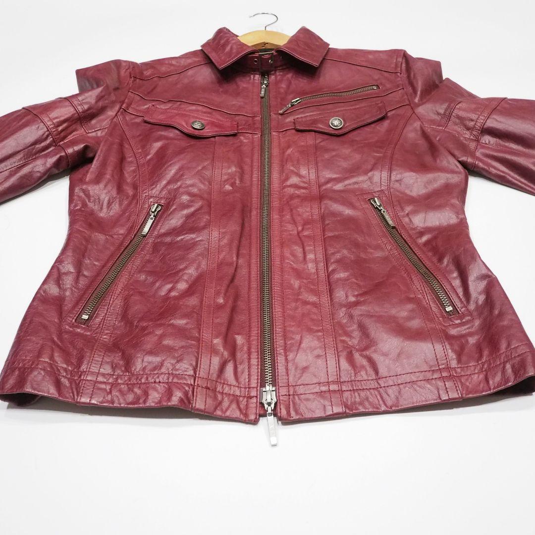 A.S.M シングルライダースジャケット 水牛革 ワインレッド 赤 48 本革