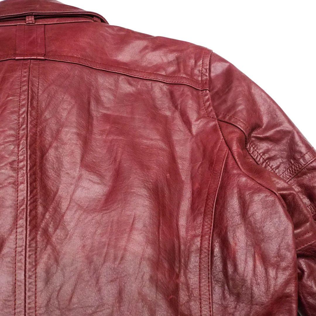 A.S.M シングルライダースジャケット 水牛革 ワインレッド 赤 48 本革