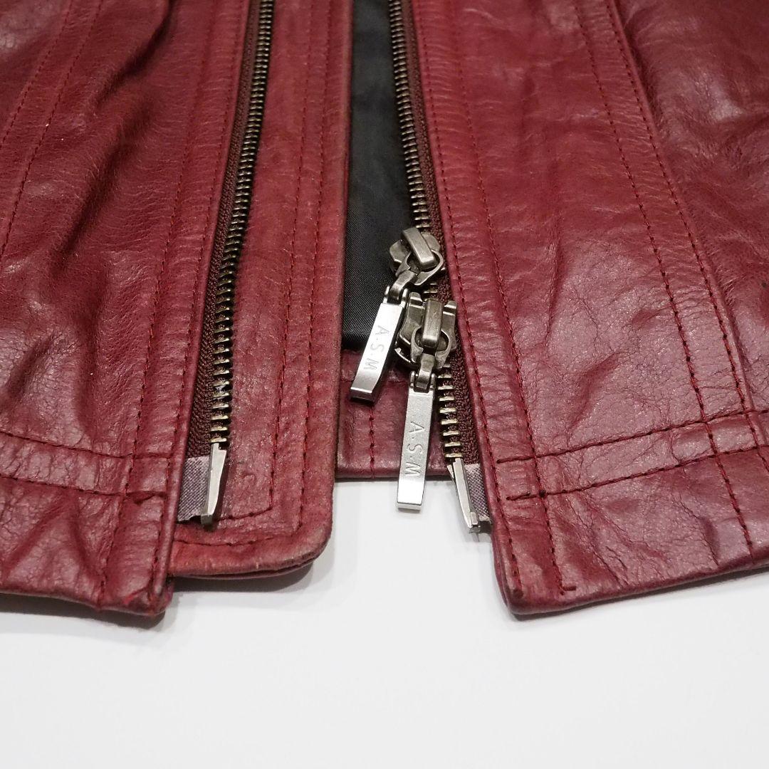 A.S.M シングルライダースジャケット 水牛革 ワインレッド 赤 48 本革