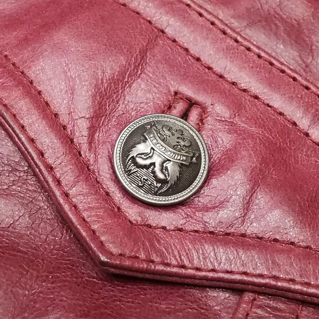 A.S.M シングルライダースジャケット 水牛革 ワインレッド 赤 48 本革