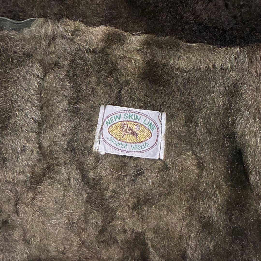 ヴィンテージ シープスキン ムートンコート シアリング ラムスキン グリーン