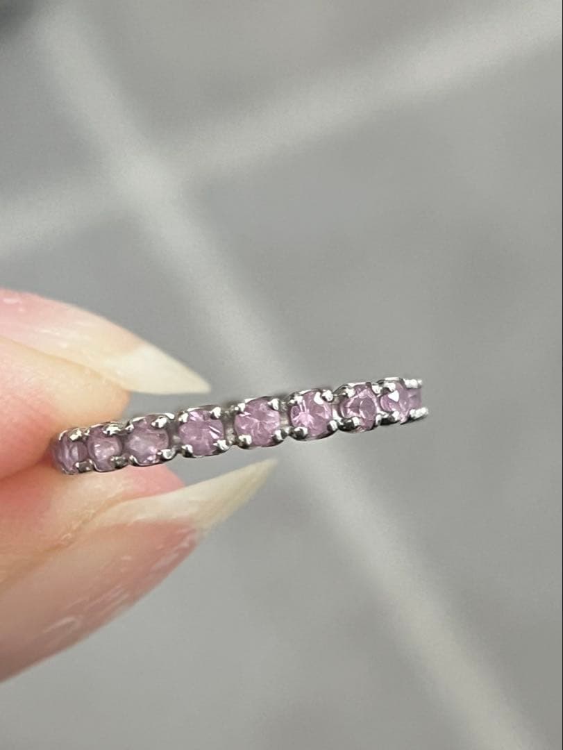 最最終PT900ピンクサファイアフルエタニティリング