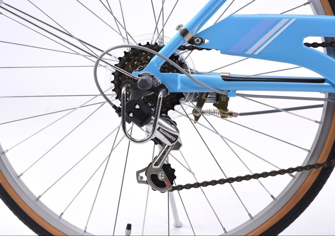 子ども用折りたたみ自転車　自転車24インチ　シティサイクル シマノ６段変速 カゴ