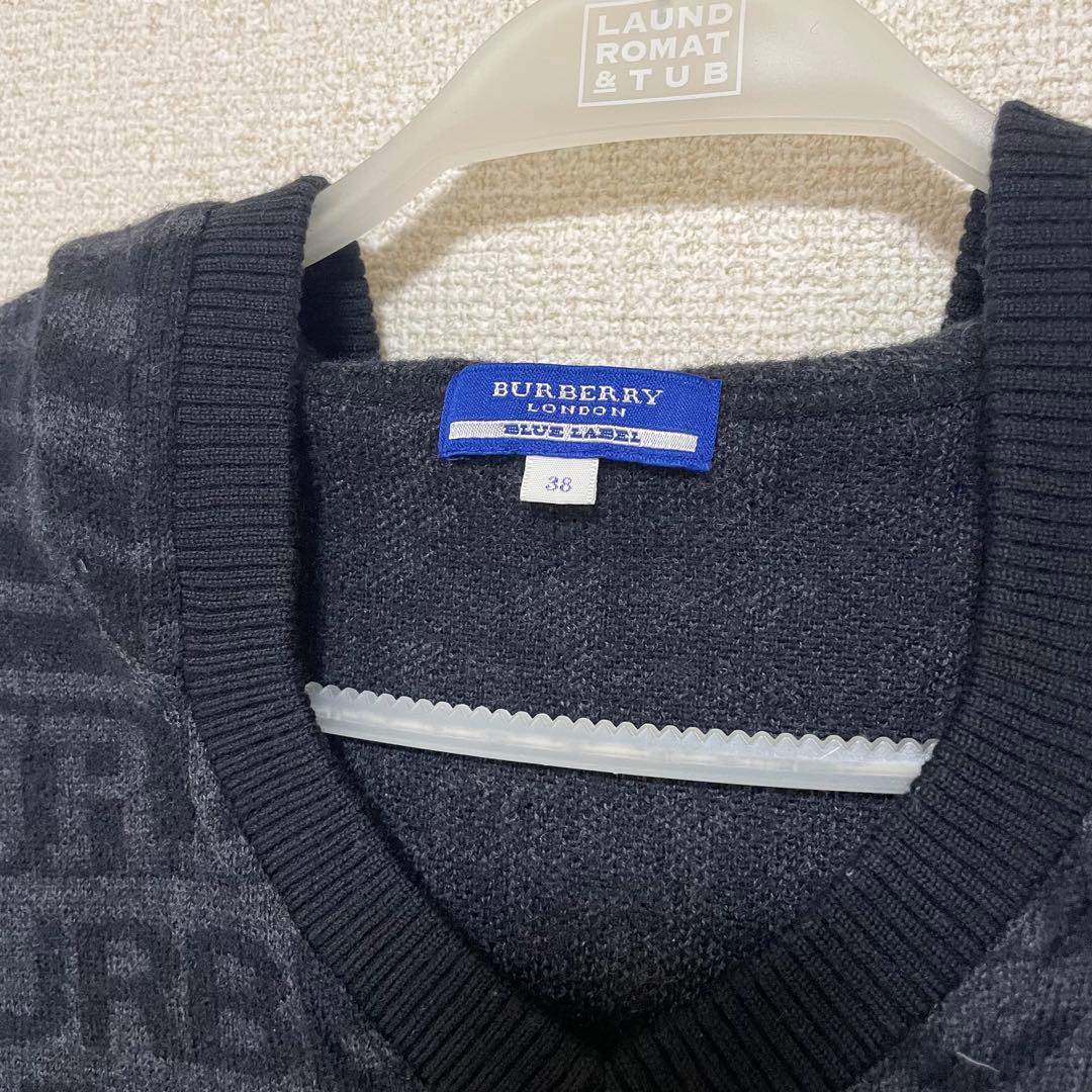 バーバリーブルーレーベル　ロングパーカー　ニット　ワンピース　総ロゴ