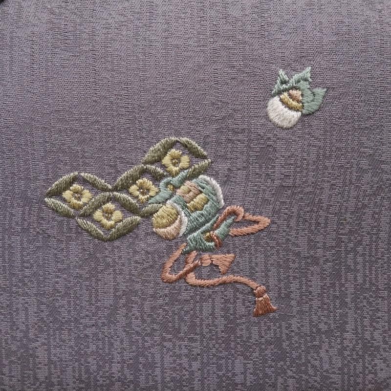 《和装バッグ◆利休バッグ■吉祥文■宝尽くし＊打ち出の小槌◆濃灰紫色♪Z7-17》