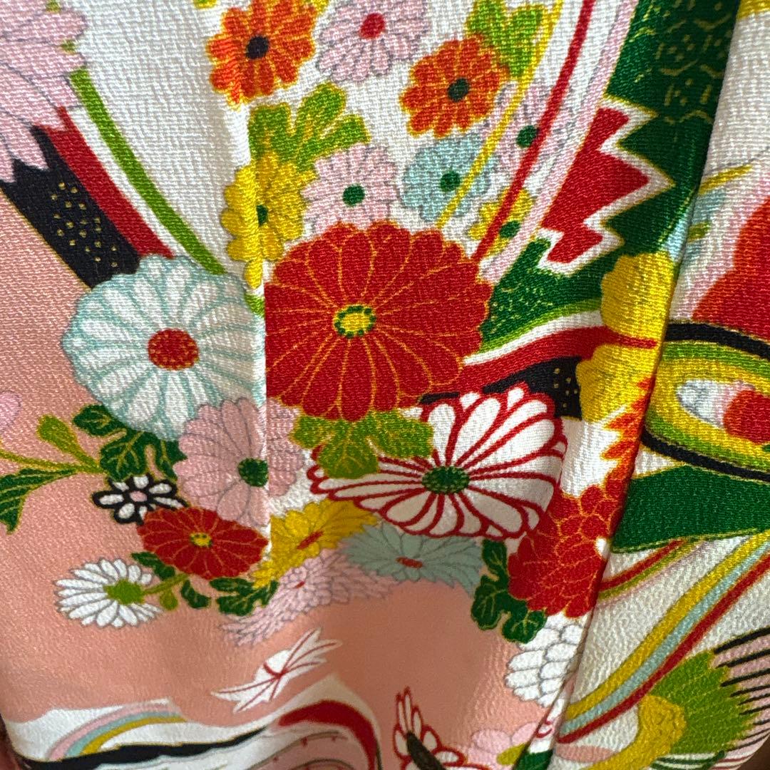 キッズ　着物 花柄 七五三　女の子　７歳　レトロ　アンティーク