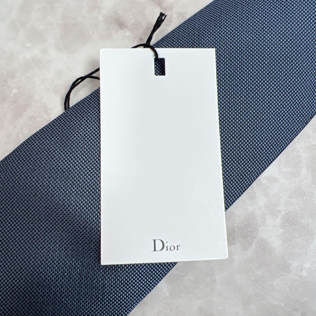 未使用 タグ付き ディオールオム ネクタイ ソリッドタイ ネイビー 微光沢