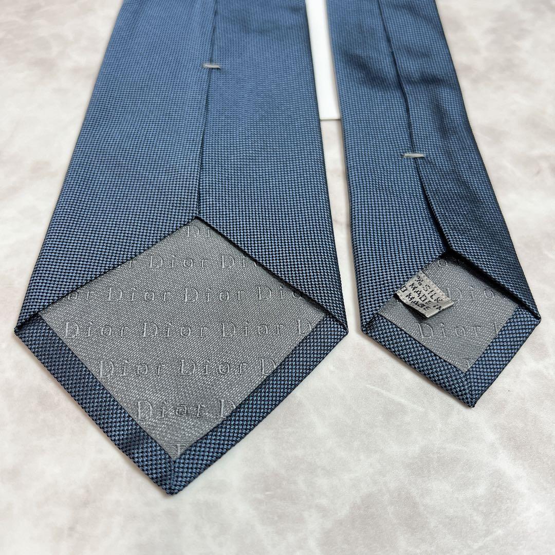 未使用 タグ付き ディオールオム ネクタイ ソリッドタイ ネイビー 微光沢