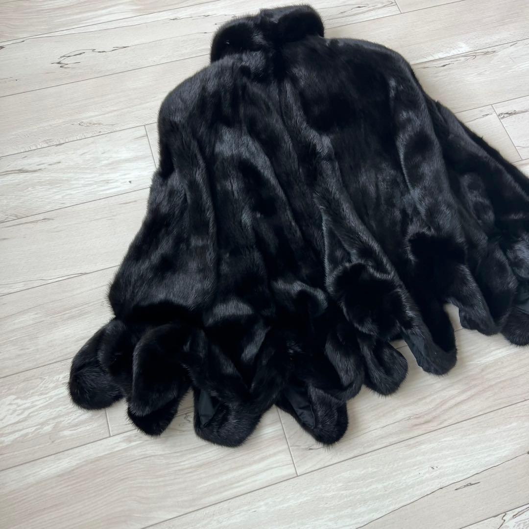 サガミンク　ポンチョ　スカラップ　毛皮　コート