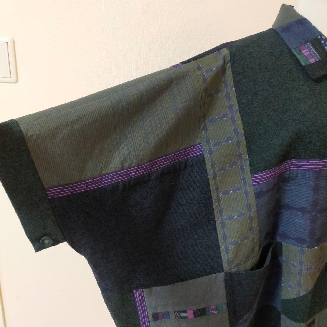 美品　儀右ヱ門　久留米絣ポンチョ　羽織物　ケープ