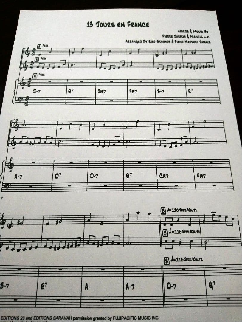 フルート、バイオリン、ピアノ トリオ楽譜６曲セット　手書き風楽譜