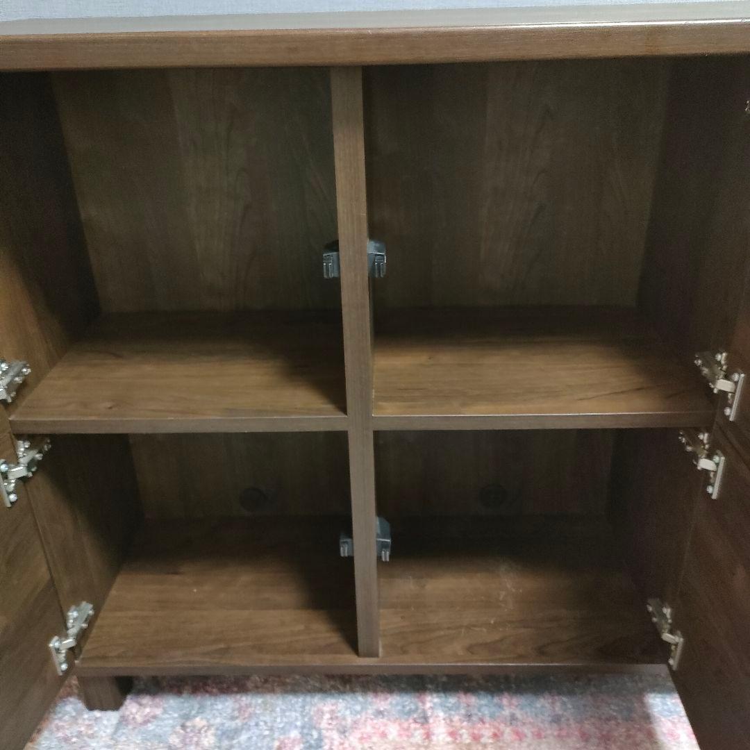 【ゴン】LOWYA サイドボード ダークブラウン6枚扉プッシュオープン式