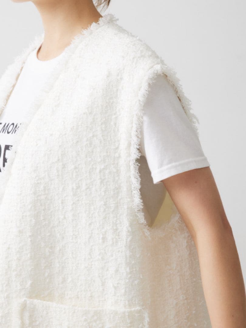 【新品タグ付き】Rouge vif ツィードベスト アイボリー ツイード ジレ