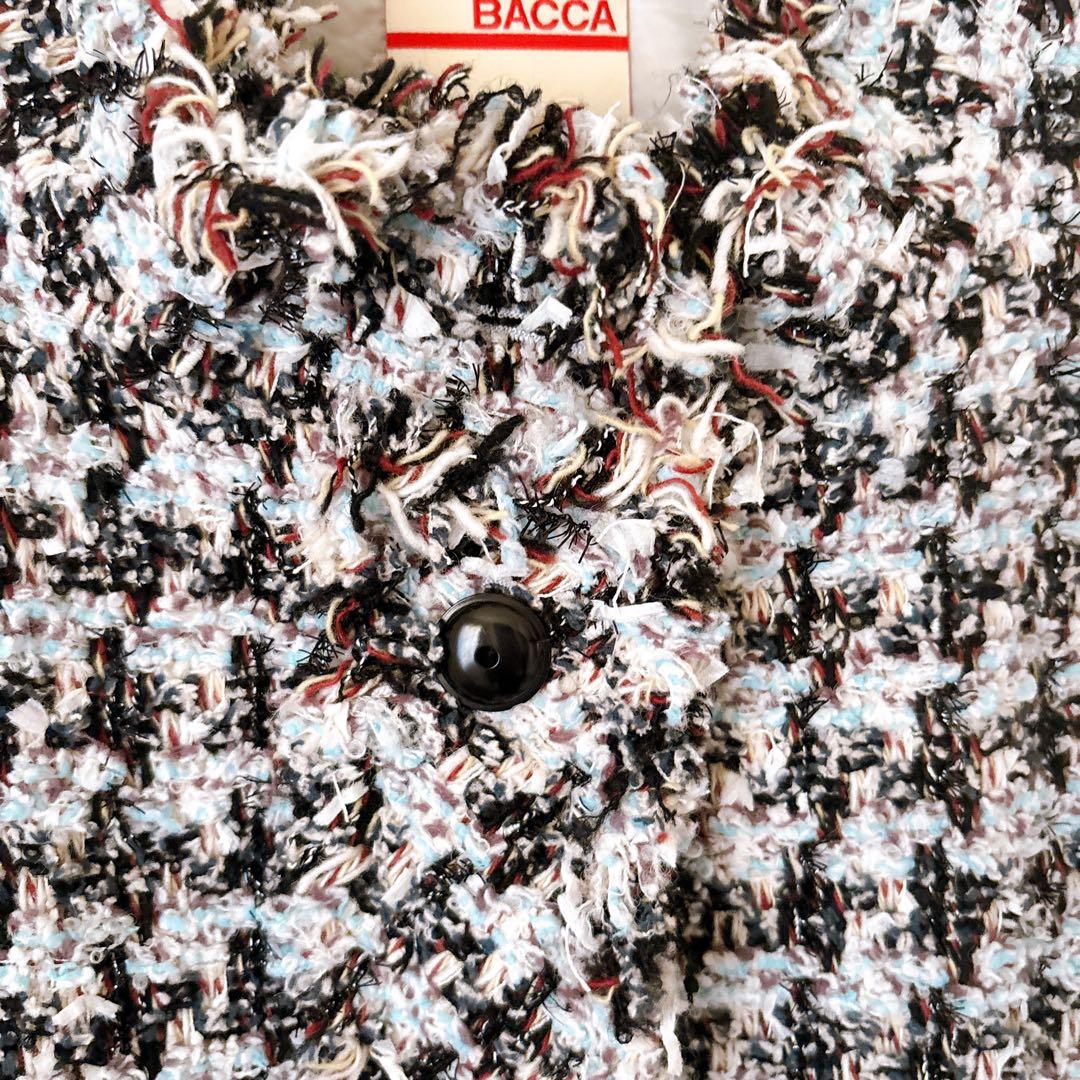 BACCA ツイードジレ　ブラックラメブルーオーバーサイズバッカトゥモローランド