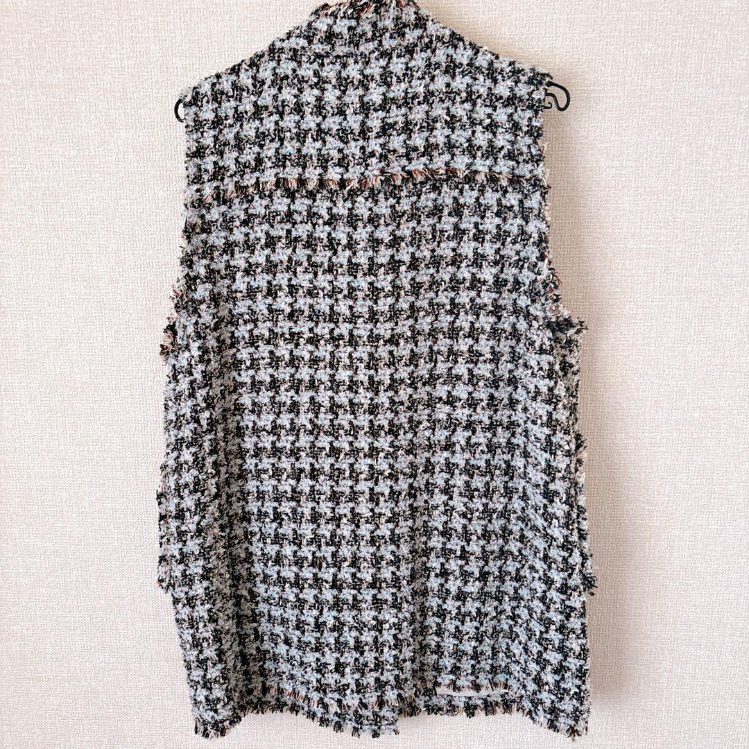 BACCA ツイードジレ　ブラックラメブルーオーバーサイズバッカトゥモローランド