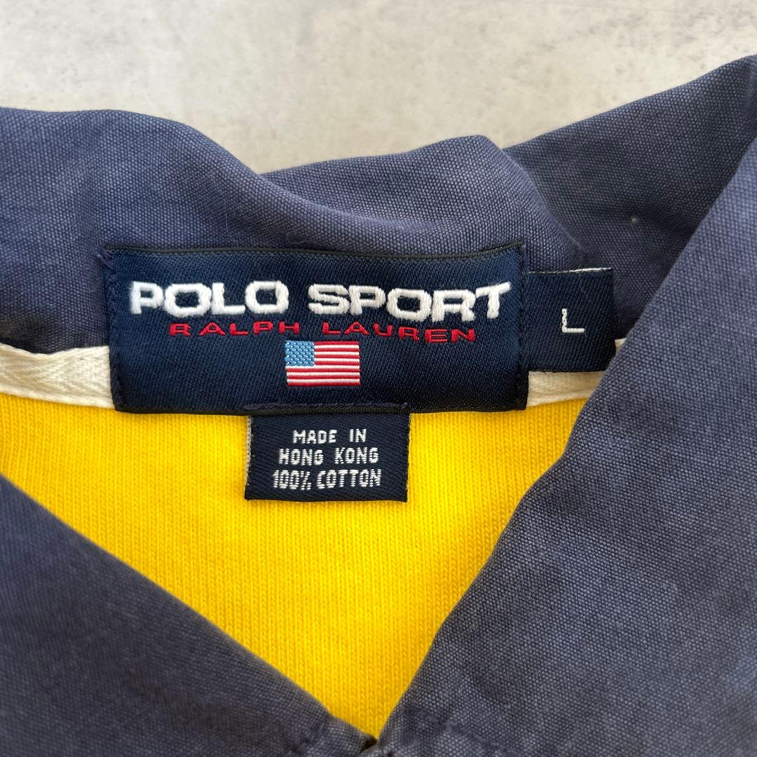 ★ ポロ　POLOSPORT 90s ゴルフ 刺繍ロゴ　配色　ラガーシャツ　長袖