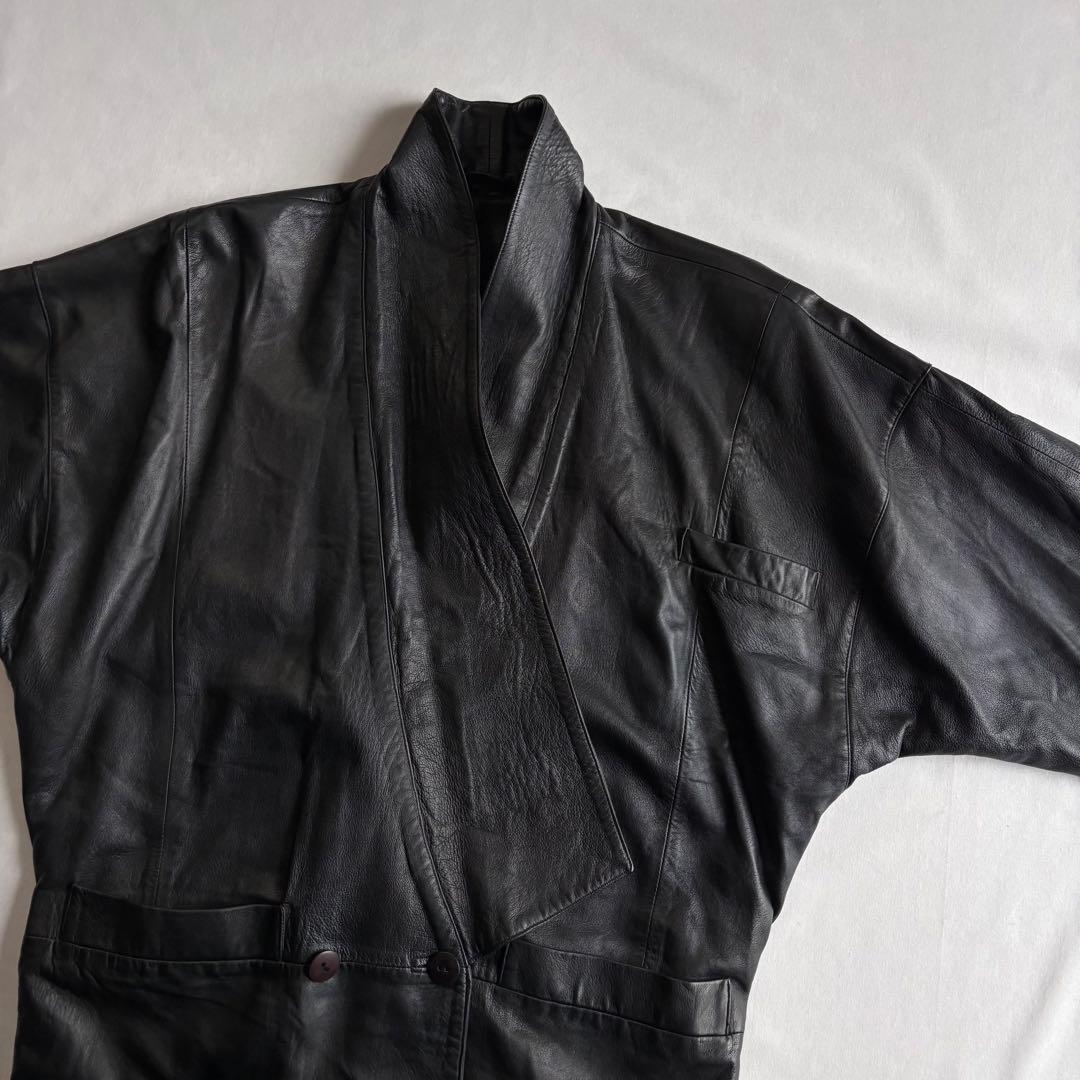 80s-90s EURO label “KIMONO\" leather JKT