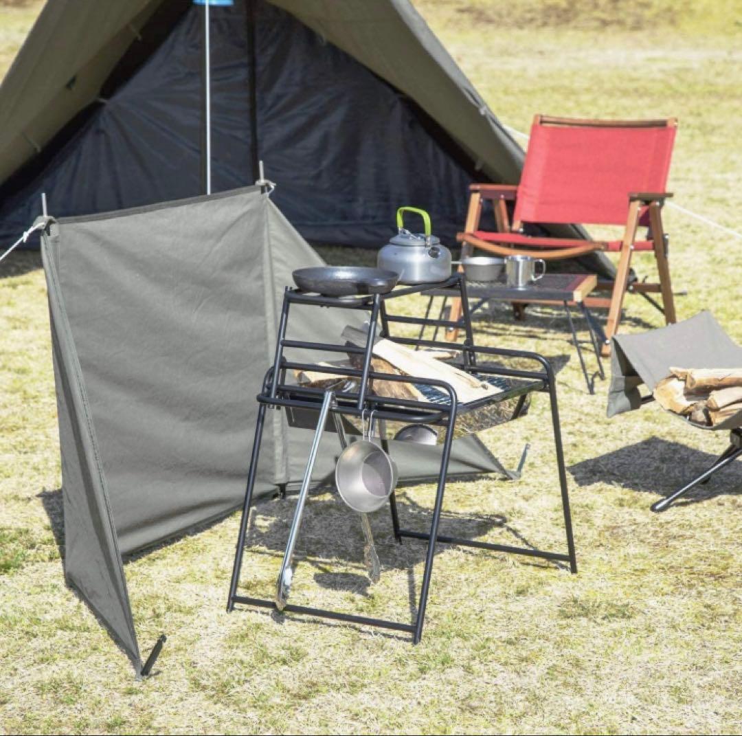 バンドック3点セット　薪スタンド　焚火リフレクター(陣幕) 3段ラック