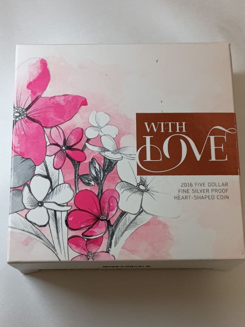 【希少】2016年 WithLove 5ドル記念ハート型 純銀銀貨 1oz