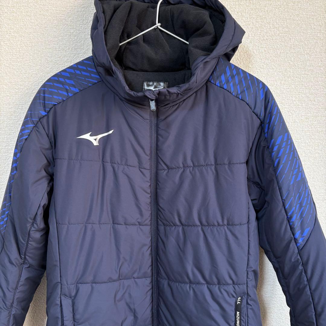 【超美品】ミズノ　中綿ハーフベンチコート　ネイビーS
