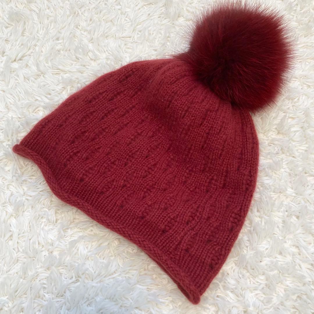 ロロピアーナ ニット帽　カシミヤ　カシミア　赤