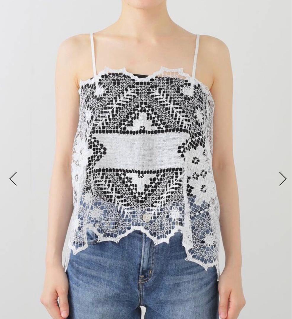 美品【HERITER】レースキャミソール ホワイトレースビスチェ　IENA