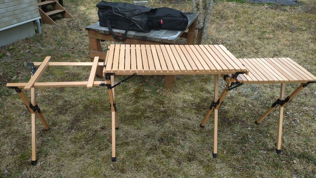 新品ツーバーナーコンロ＋キッチンテーブル　ウッドロール式