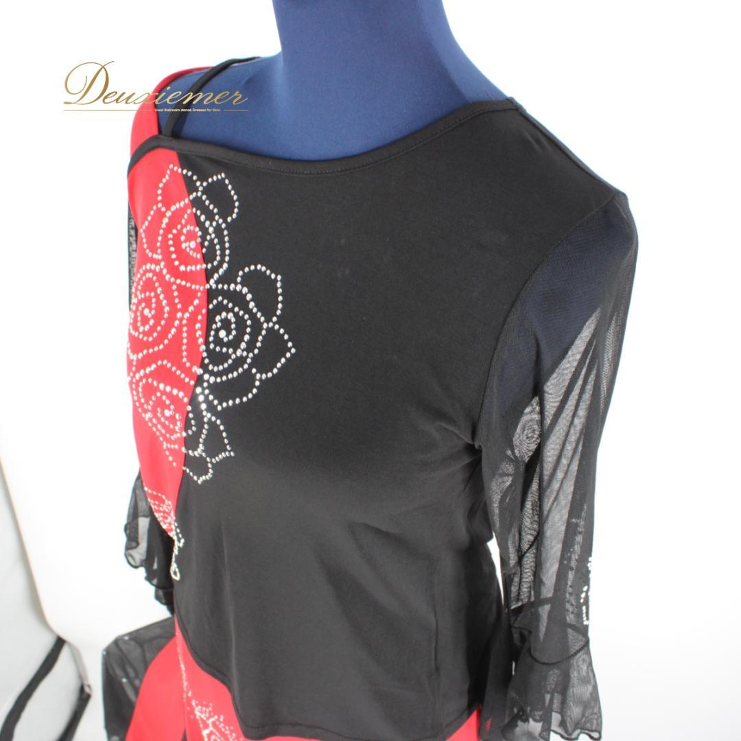 【美品 社交ダンス衣装】上下セット レッスンウェア 練習着 SICO-PON 赤